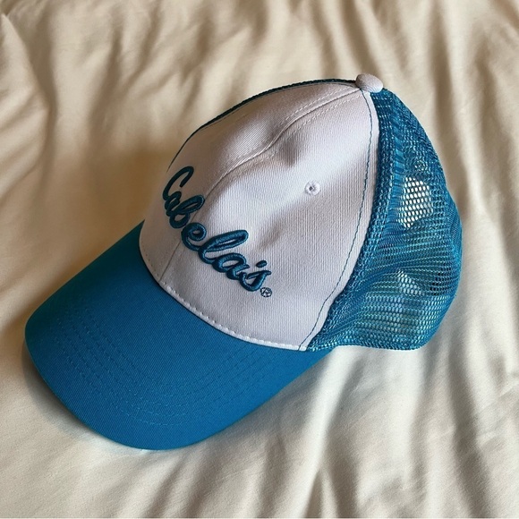 NWOT Cabela's Teal and White Trucker Style Snapback Cap Hat OS - Picture 5 of 7